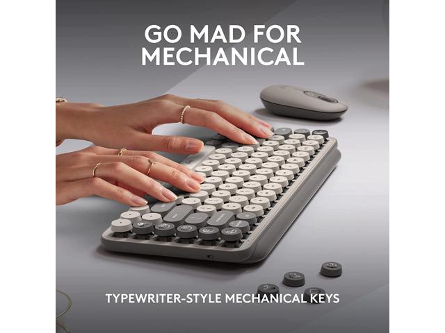 Logitech POP Keys Mechanical Wireless Keyboard with Customizable Emoji Keys, Durable Compact Design, Bluetooth or USB Connectivity, Multi-Device,...