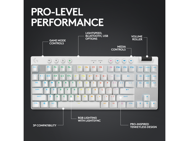 Logitech - PRO X TKL LIGHTSPEED Wireless Mechanical Tactile Switch Gaming Keyboard with LIGHTSYNC RGB for PC - White - image 6