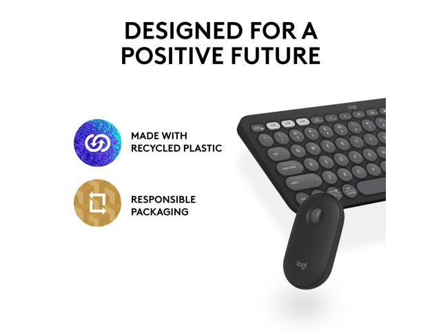 Logitech Pebble 2 Combo Wireless Quiet Keyboard and Mouse, Customisable, Logi Bolt, Bluetooth, Easy-Switch for Windows, macOS, iPadOS, Chrome -...