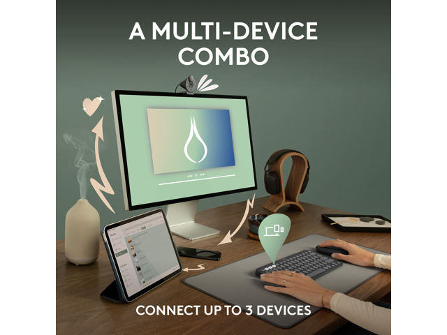 Logitech Pebble 2 Combo Wireless Quiet Keyboard and Mouse, Customisable, Logi Bolt, Bluetooth, Easy-Switch for Windows, macOS, iPadOS, Chrome -...
