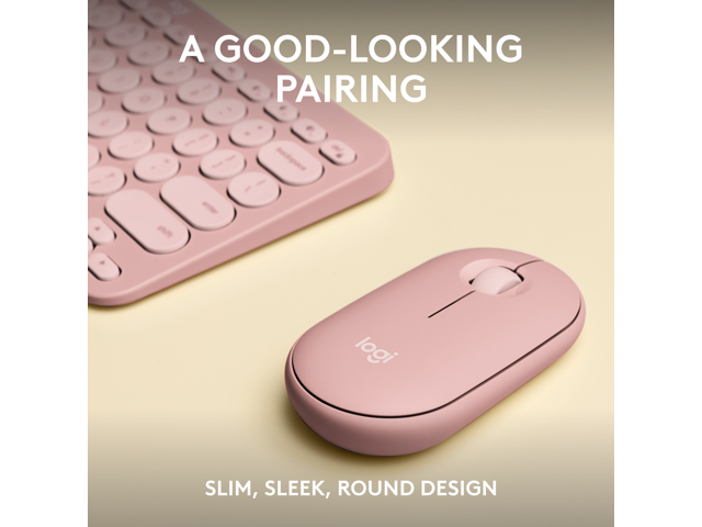 Logitech - Pebble 2 Combo Compact Wireless Scissor Keyboard and Mouse Bundle for Windows, macOS, iPadOS, Chrome - Rose - image 2