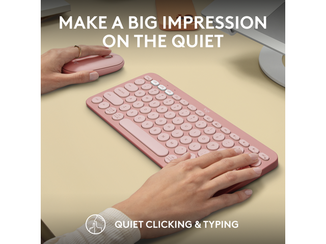 Logitech - Pebble 2 Combo Compact Wireless Scissor Keyboard and Mouse Bundle for Windows, macOS, iPadOS, Chrome - Rose - image 8