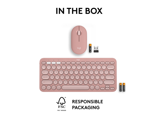 Logitech - Pebble 2 Combo Compact Wireless Scissor Keyboard and Mouse Bundle for Windows, macOS, iPadOS, Chrome - Rose - image 10