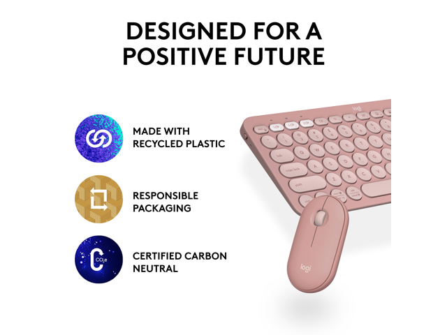 Logitech - Pebble 2 Combo Compact Wireless Scissor Keyboard and Mouse Bundle for Windows, macOS, iPadOS, Chrome - Rose - image 11