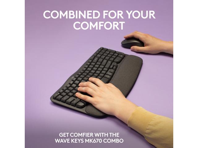 Logitech - Wave Keys MK670 Combo Ergonomic Wireless Membrane Keyboard and Mouse Bundle for PC/Mac with Integrated Palm-rest - Graphite - image 2