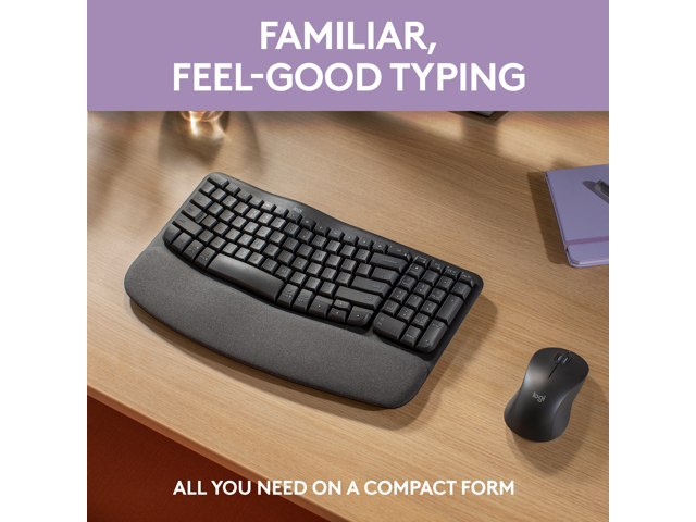 Logitech - Wave Keys MK670 Combo Ergonomic Wireless Membrane Keyboard and Mouse Bundle for PC/Mac with Integrated Palm-rest - Graphite - image 3