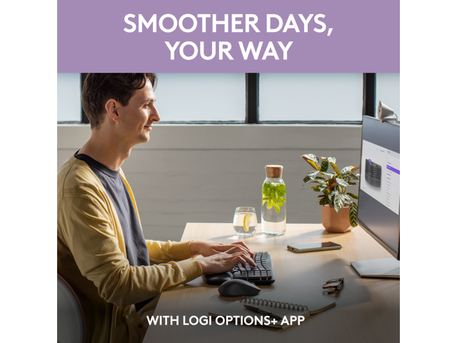 Logitech - Wave Keys MK670 Combo Ergonomic Wireless Membrane Keyboard and Mouse Bundle for PC/Mac with Integrated Palm-rest - Graphite - image 8