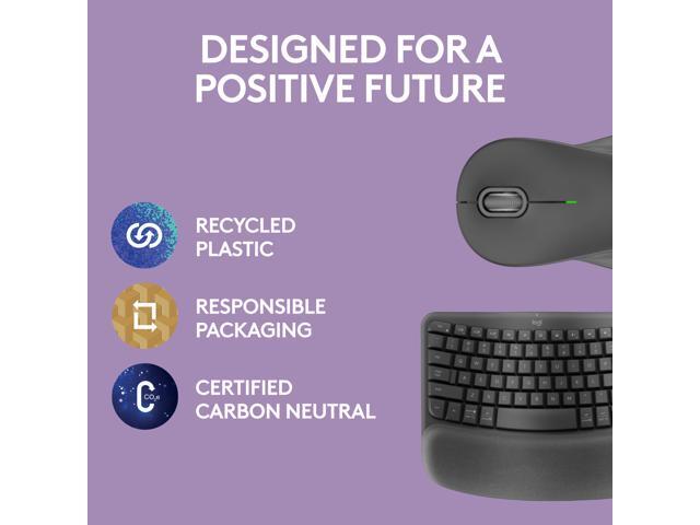Logitech - Wave Keys MK670 Combo Ergonomic Wireless Membrane Keyboard and Mouse Bundle for PC/Mac with Integrated Palm-rest - Graphite - image 9