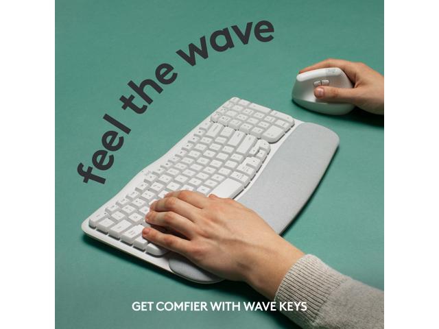 Logitech Wave Keys Wireless Ergonomic Keyboard with Cushioned Palm Rest, Comfortable Natural Typing, Easy-Switch, Bluetooth, Logi Bolt Receiver,...