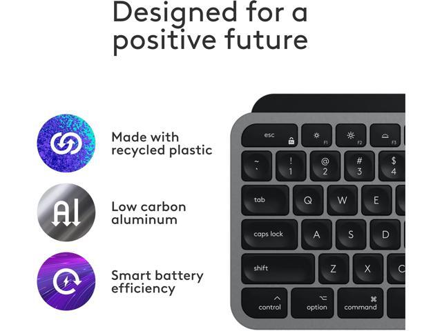 Logitech - MX Keys S for Mac Advanced Full-size Wireless Scissor Keyboard with Backlit keys for MacBook, iMac, iPad - Space Gray - image 3