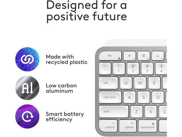 Logitech - MX Keys S for Mac Advanced Full-size Wireless Scissor Keyboard with Backlit keys for MacBook, iMac, iPad - Pale Gray - image 3