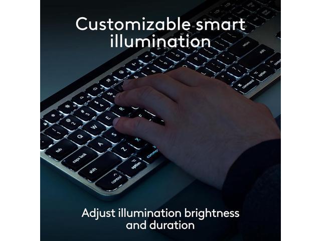 Logitech - MX Keys S Combo for Mac Full-size Wireless Scissor Keyboard and Mouse Bundle for MacBook, iMac, iPad with Palm-rest - Space Gray - image 6