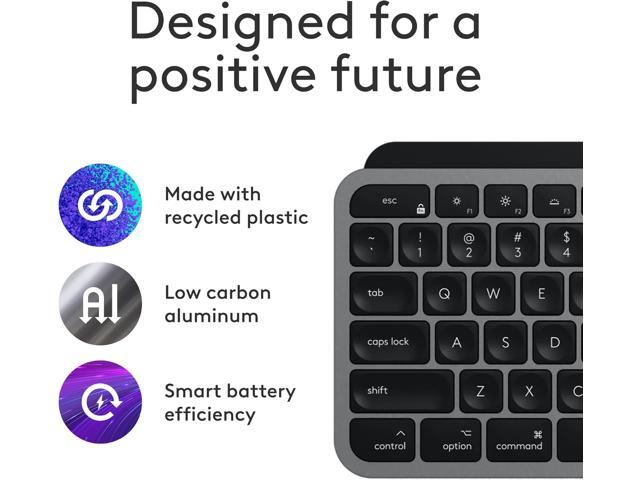 Logitech - MX Keys S Combo for Mac Full-size Wireless Scissor Keyboard and Mouse Bundle for MacBook, iMac, iPad with Palm-rest - Space Gray - image 4