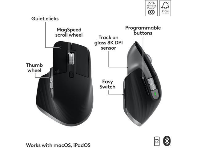 Logitech - MX Keys S Combo for Mac Full-size Wireless Scissor Keyboard and Mouse Bundle for MacBook, iMac, iPad with Palm-rest - Space Gray - image 3