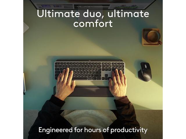 Logitech - MX Keys S Combo for Mac Full-size Wireless Scissor Keyboard and Mouse Bundle for MacBook, iMac, iPad with Palm-rest - Space Gray - image 7