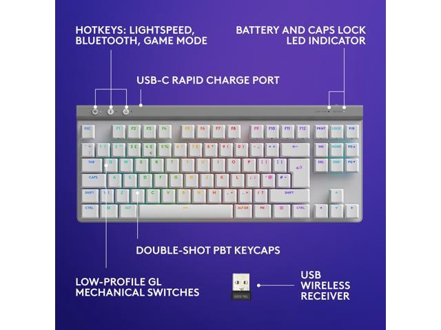 Logitech - G515 LIGHTSPEED TKL Wireless Mechanical Tactile (Brown) Switch Gaming Keyboard with LIGHTSYNC RGB - White - image 6
