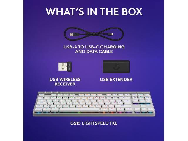 Logitech - G515 LIGHTSPEED TKL Wireless Mechanical Tactile (Brown) Switch Gaming Keyboard with LIGHTSYNC RGB - White - image 8