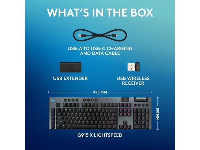 Logitech - G915 X LIGHTSPEED Full-size Wireless Mechanical GL Brown Tactile Switch Gaming Keyboard for PC/Mac with RGB Backlighting - Black - image 10