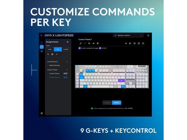 Logitech - G915 X LIGHTSPEED Full-size Wireless Mechanical GL Brown Tactile Switch Gaming Keyboard for PC/Mac with RGB Backlighting - White - image 5
