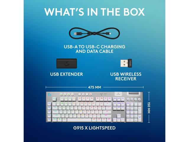 Logitech - G915 X LIGHTSPEED Full-size Wireless Mechanical GL Brown Tactile Switch Gaming Keyboard for PC/Mac with RGB Backlighting - White - image 10