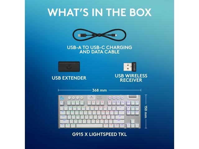 Logitech - G915 X LIGHTSPEED TKL Wireless Mechanical GL Brown Tactile Switch Gaming Keyboard for PC/Mac with RGB Backlighting - White - image 10