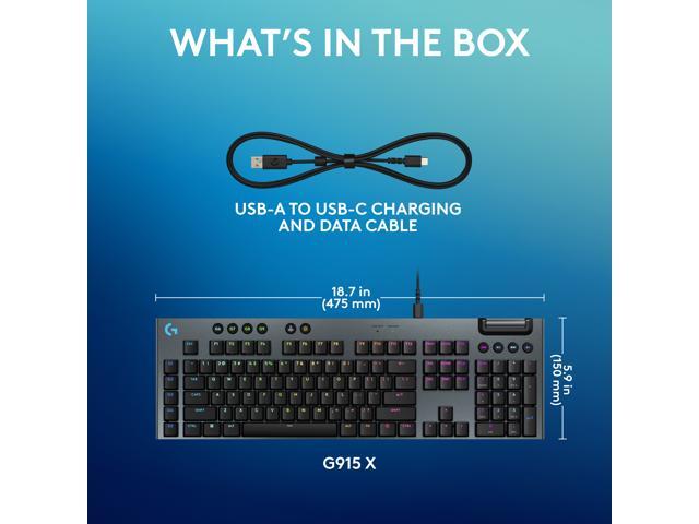 Logitech - G915 X Full-size Corded Mechanical GL Brown Tactile Switch Gaming Keyboard for PC/Mac with RGB Backlighting - Black - image 9