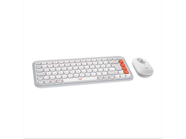 Logitech - POP ICON COMBO Compact TKL Wireless Bluetooth Keyboard and Mouse Bundle with Programmable Quiet Keys and Buttons - Off-white & Orange - image 2