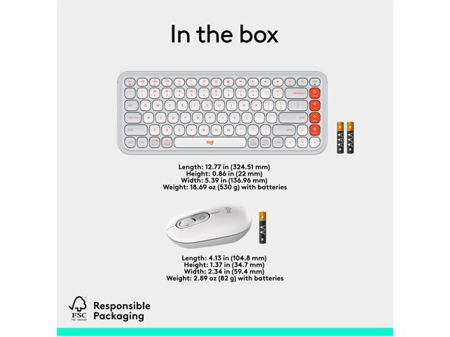 Logitech - POP ICON COMBO Compact TKL Wireless Bluetooth Keyboard and Mouse Bundle with Programmable Quiet Keys and Buttons - Off-white & Orange - image 7