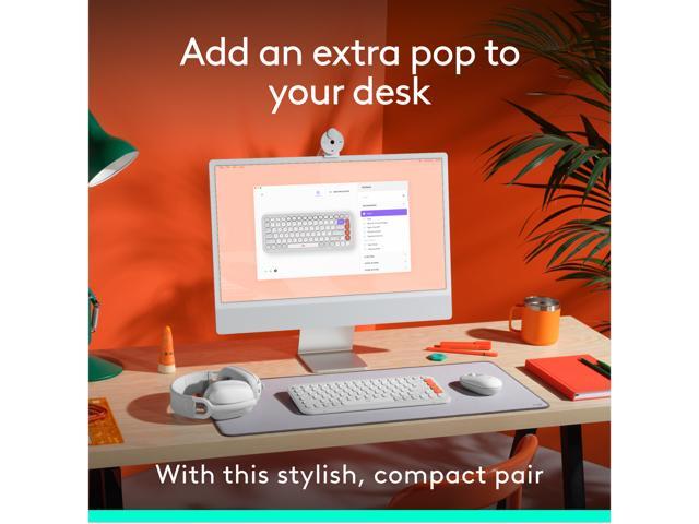 Logitech - POP ICON COMBO Compact TKL Wireless Bluetooth Keyboard and Mouse Bundle with Programmable Quiet Keys and Buttons - Off-white & Orange - image 9