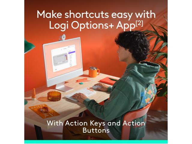 Logitech - POP ICON COMBO Compact TKL Wireless Bluetooth Keyboard and Mouse Bundle with Programmable Quiet Keys and Buttons - Off-white & Orange - image 11