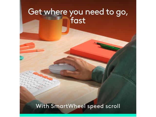 Logitech - POP ICON COMBO Compact TKL Wireless Bluetooth Keyboard and Mouse Bundle with Programmable Quiet Keys and Buttons - Off-white & Orange - image 12