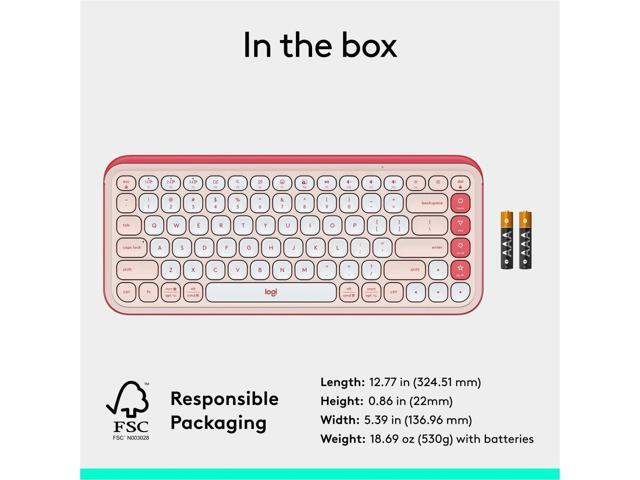 Logitech POP ICON KEYS Wireless Bluetooth Keyboard, Comfortable Typing, Programmable Keys, Easy-Switch Between up to 3 Devices, for Laptop, Tablet, PC