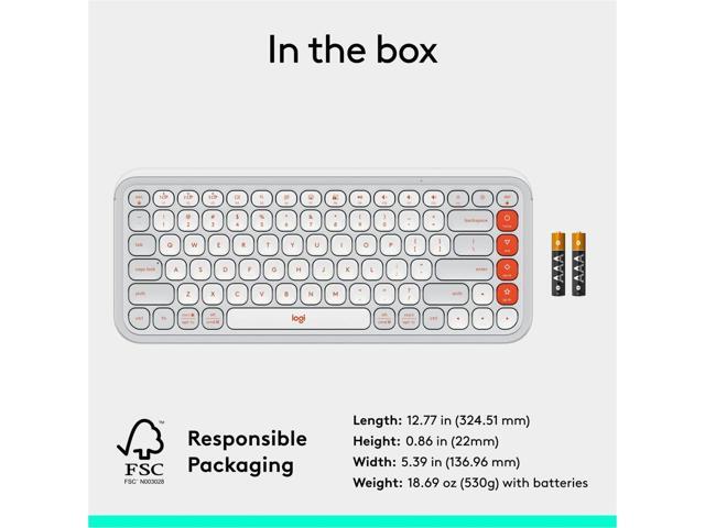 Logitech POP ICON KEYS Wireless Bluetooth Keyboard, Comfortable Typing, Programmable Keys, Easy-Switch Between up to 3 Devices, for Laptop, Tablet,...