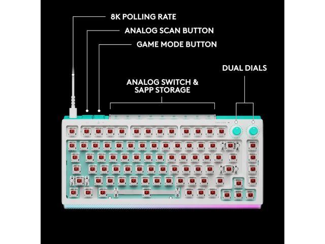 Logitech - G512 X 75 Tenkeyless DUAL SWAP Hot-Swappable TMR Analog / Mechanical Gaming Keyboard for PC, Mac with LIGHTSYNC RGB - White - image 9