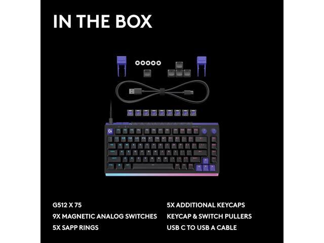 Logitech - G512 X 75 Tenkeyless DUAL SWAP Hot-Swappable TMR Analog / Mechanical Gaming Keyboard for PC, Mac with LIGHTSYNC RGB - Black - image 3