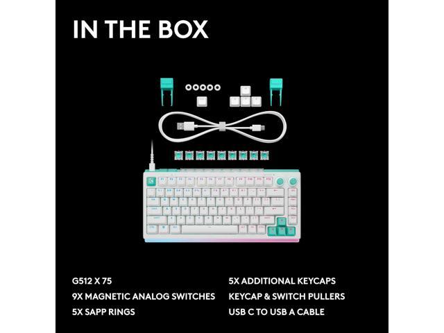 Logitech - G512 X 75 Tenkeyless DUAL SWAP Hot-Swappable TMR Analog / Mechanical Gaming Keyboard for PC, Mac with LIGHTSYNC RGB - White - image 3