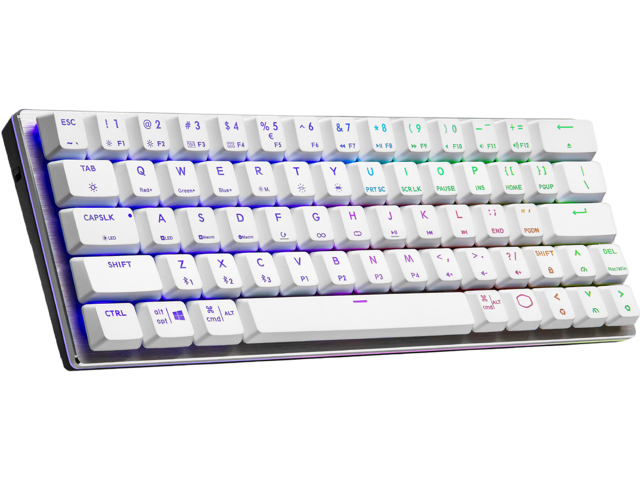 Cooler Master SK622 Silver White Wireless 60% Mechanical Keyboard with Low Profile Brown Switches, New and Improved Keycaps, and Brushed Aluminum.