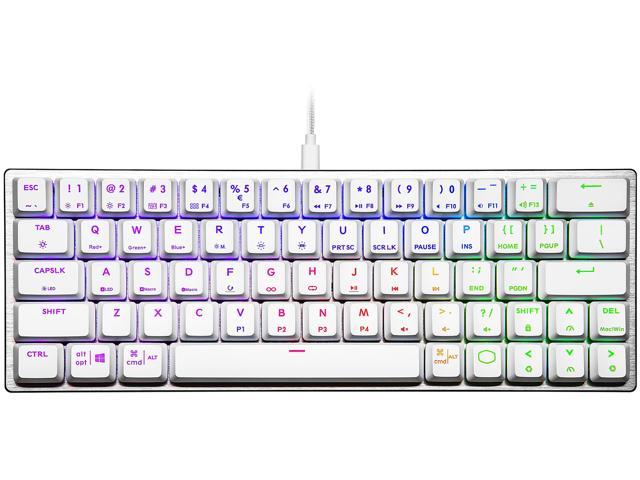 Cooler Master SK620 60% Sliver White Mechanical Keyboard with Low Profile Blue Switches, New and Improved Keycaps, and Brushed Aluminum Design