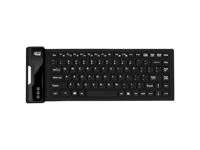 Adesso AKB-212UB USB Antimicrobial Foldable water proof 87-key Mini size keyboard, 0.43' x 12.50' x 4.82' (Black)