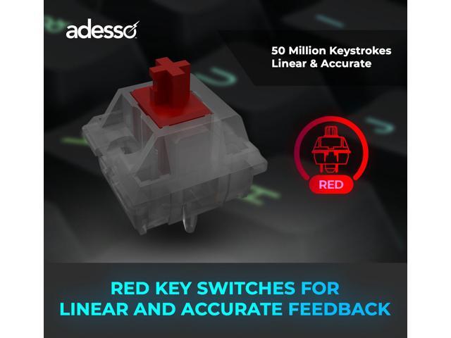 ADESSO EasyTouch 1100 Wired/Wireless/Bluetooth Multi-OS Illuminated Mechanical VIA Compact Keyboard with Copilot Ai Hotkey