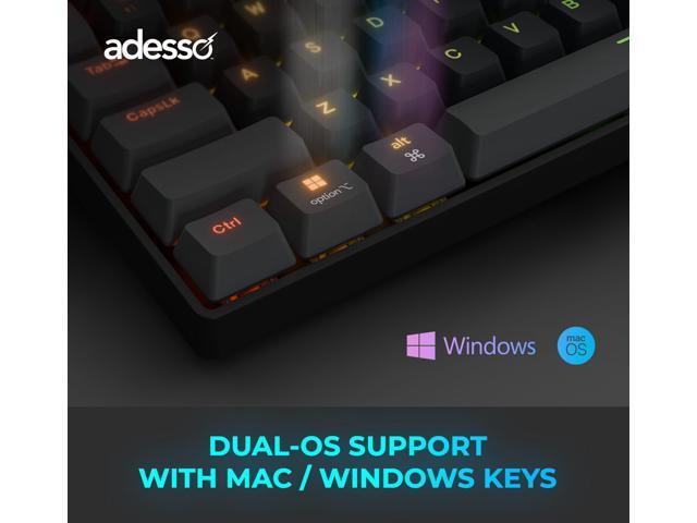 ADESSO EasyTouch 1200 Wired/Wireless/Bluetooth Multi-OS Illuminated Mechanical VIA Mini Keyboard with Copilot Ai Hotkey
