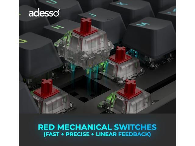 ADESSO EasyTouch 1200 Wired/Wireless/Bluetooth Multi-OS Illuminated Mechanical VIA Mini Keyboard with Copilot Ai Hotkey