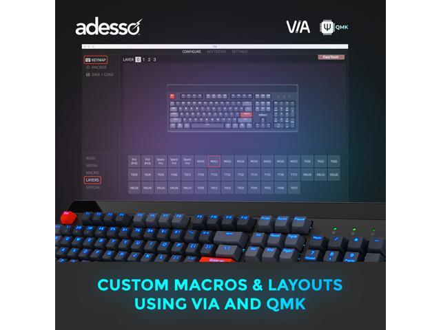 Adesso Wired/Wireless/Bluetooth Multi-OS Illuminated Mechanical VIA Desktop Keyboard With CoPilot Ai Hotkey - image 8