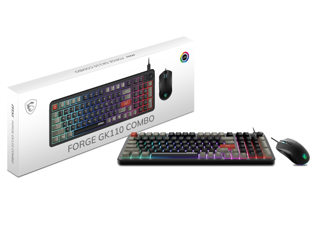 MSI Forge GK110 Gaming Keyboard & GM320 Mouse Combo, RGB Lighting, Anti-Ghosting Keys, Ergonomic Mouse, PC