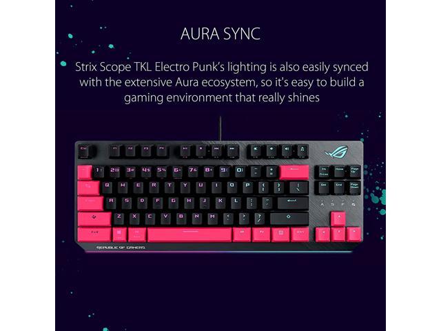 ASUS ROG Strix Scope TKL Electro Punk Mechanical Gaming Keyboard Cherry MX Red Switches 2X Wider Ctrl Key for Greater FPS Precision Gaming...