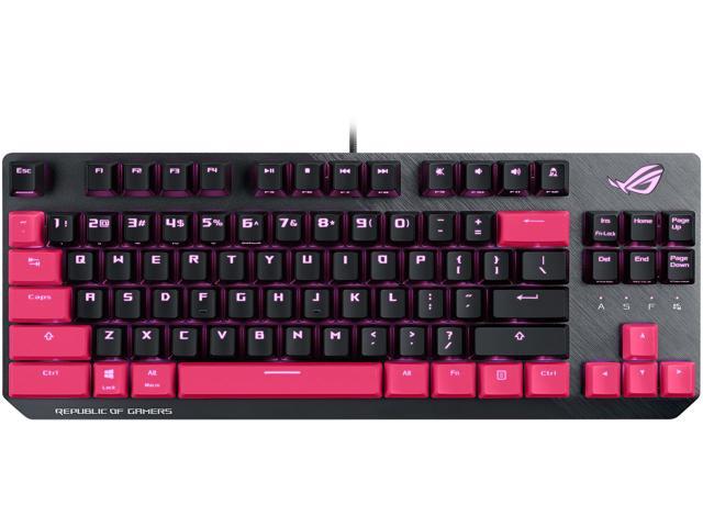 ASUS ROG Strix Scope TKL Electro Punk Mechanical Gaming Keyboard Cherry MX Red Switches 2X Wider Ctrl Key for Greater FPS Precision Gaming.