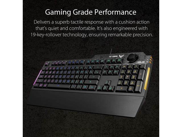 ASUS Membrane Gaming Keyboard for PC - TUF K1 Programmable, Onboard Memory Dedicated Volume Knob, Aura Sync RGB & Side Lighting Detachable...