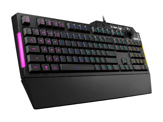 ASUS Membrane Gaming Keyboard for PC - TUF K1 Programmable, Onboard Memory Dedicated Volume Knob, Aura Sync RGB & Side Lighting Detachable...