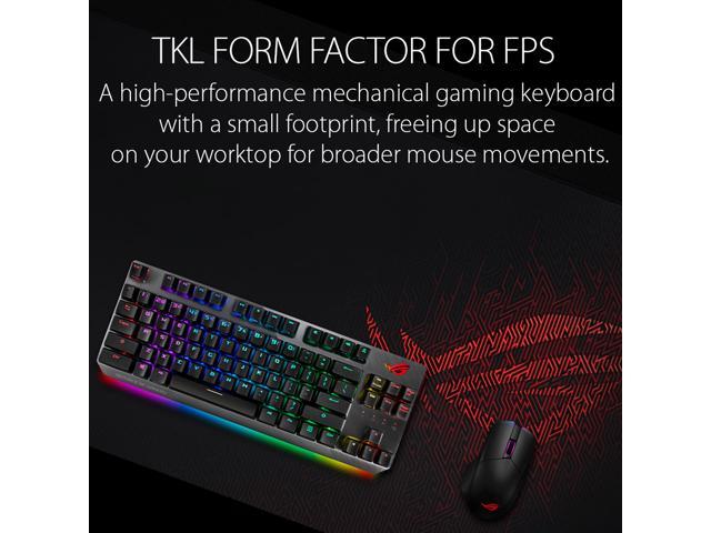 ASUS ROG Strix Scope TKL Deluxe Cherry MX Red Switches wired mechanical RGB Gaming Keyboard, aluminum frame, ergonomic wrist rest, and Aura Sync...