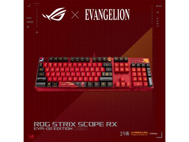 ASUS ROG Strix Scope RX EVA-02 Edition, 100% RGB Gaming Keyboard, ROG RX Blue Optical Mechanical Switches, IP57 Water Resistance, USB Passthrough,...